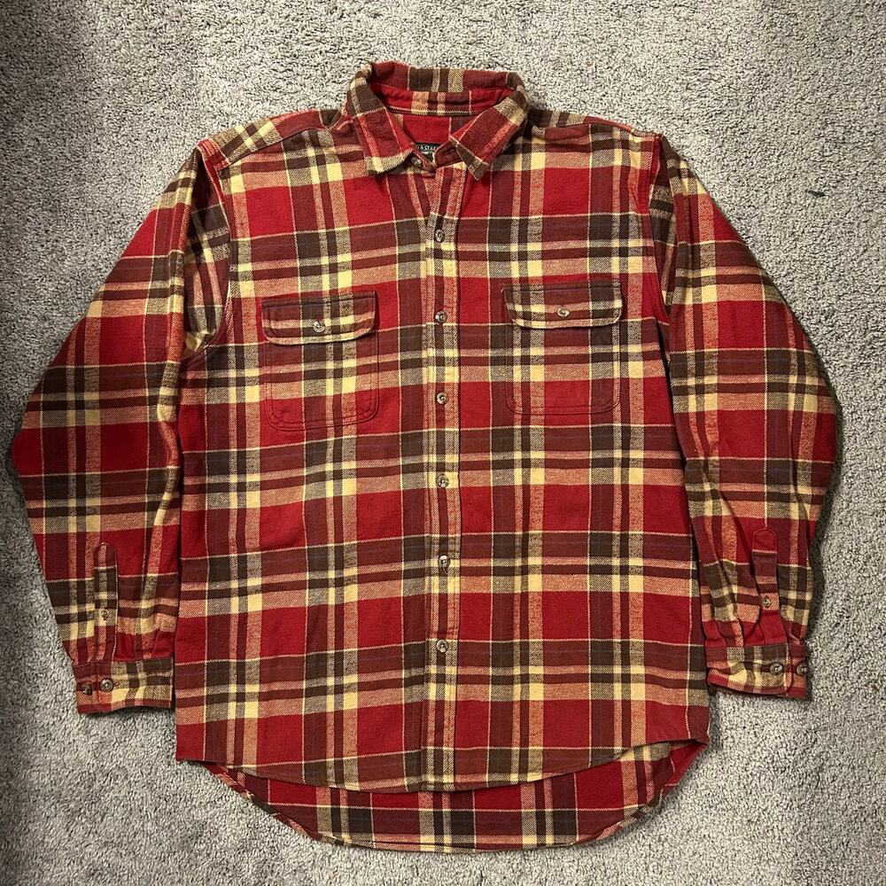 Field & Stream Vintage Mens red and brown plaid heavy cotton flannel XL-Tall